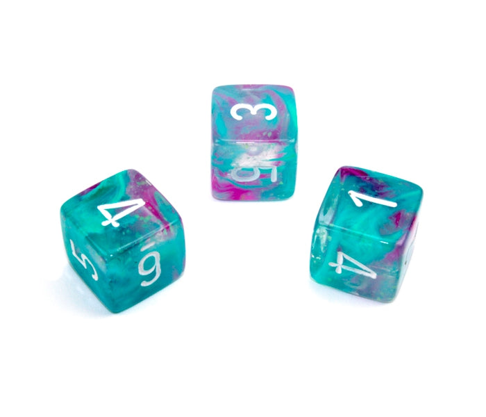Chessex Polyhedral Dice Set: Nebula Luminary (Wisteria/White)