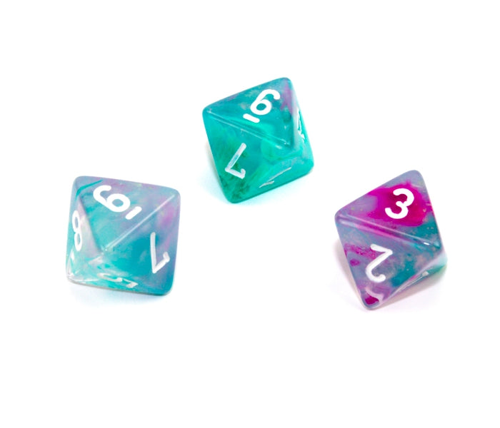 Chessex Polyhedral Dice Set: Nebula Luminary (Wisteria/White)