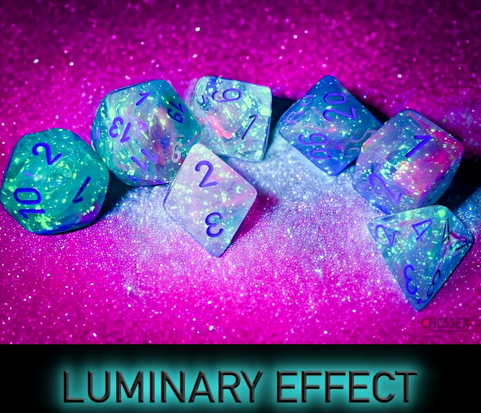 Chessex Polyhedral Dice Set: Nebula Luminary (Wisteria/White)