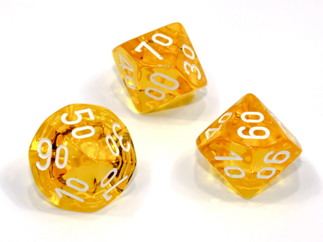 Chessex Polyhedral Dice Set: Translucent (Yellow/White)