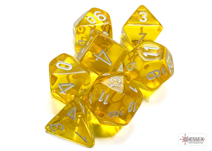 Chessex Polyhedral Dice Set: Translucent (Yellow/White)