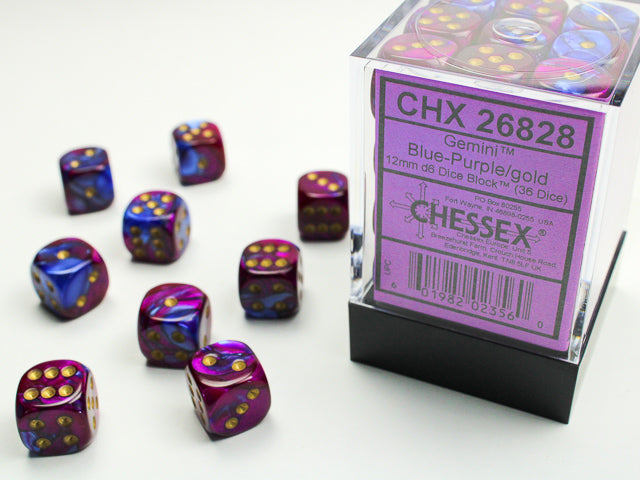 Chessex D6 Dice Brick: Gemini (Blue-Purple/Gold)