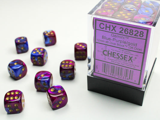 Chessex D6 Dice Brick: Gemini (Blue-Purple/Gold)