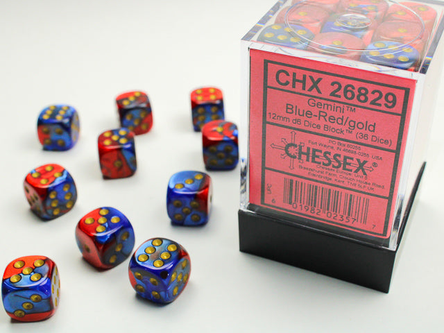 Chessex D6 Dice Brick: Gemini (Blue-Red/Gold)