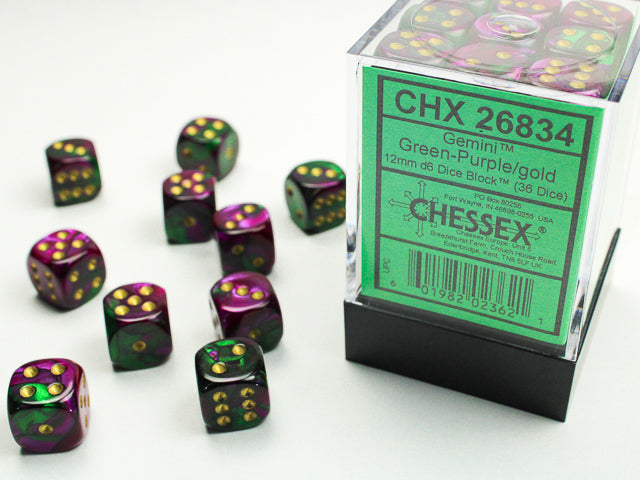Chessex D6 Dice Brick: Gemini (Green Purple/Gold)
