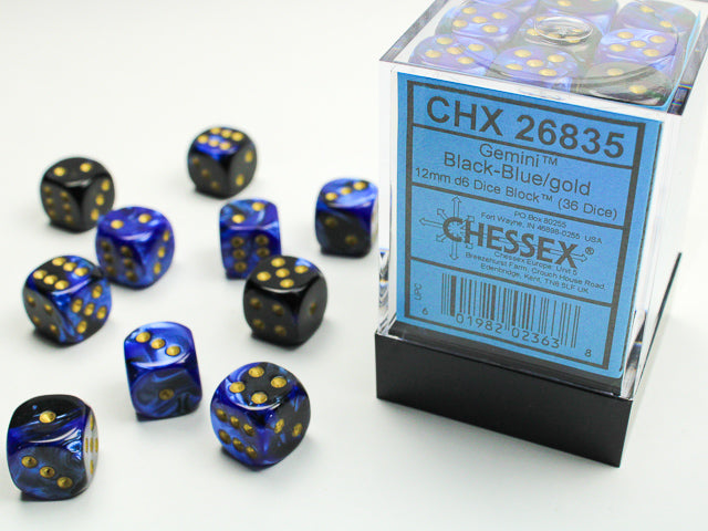 Chessex D6 Dice Brick: Gemini (Black-Blue/Gold)