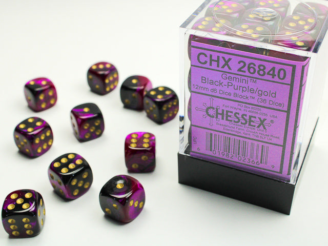 Chessex D6 Dice Brick: Gemini (Black Purple/Gold)