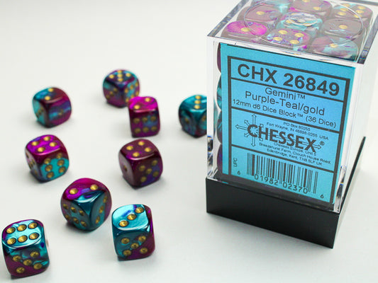 Chessex D6 Dice Brick: Gemini (Purple Teal/Gold)
