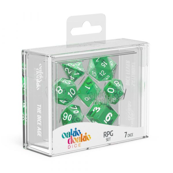Oakie Doakie RPG Dice Set (7 Dice) - Translucent Green