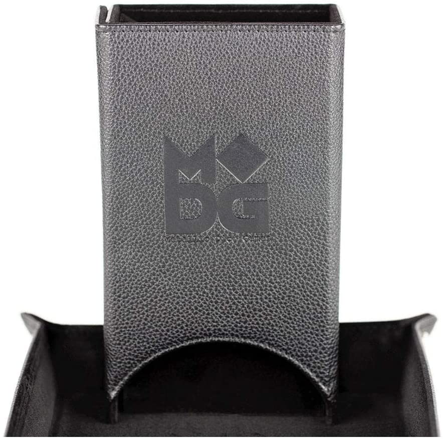 Folding Leather Dice Tower (Black) - Board Wipe