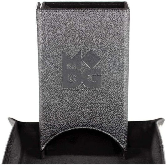 Folding Leather Dice Tower (Black) - Board Wipe