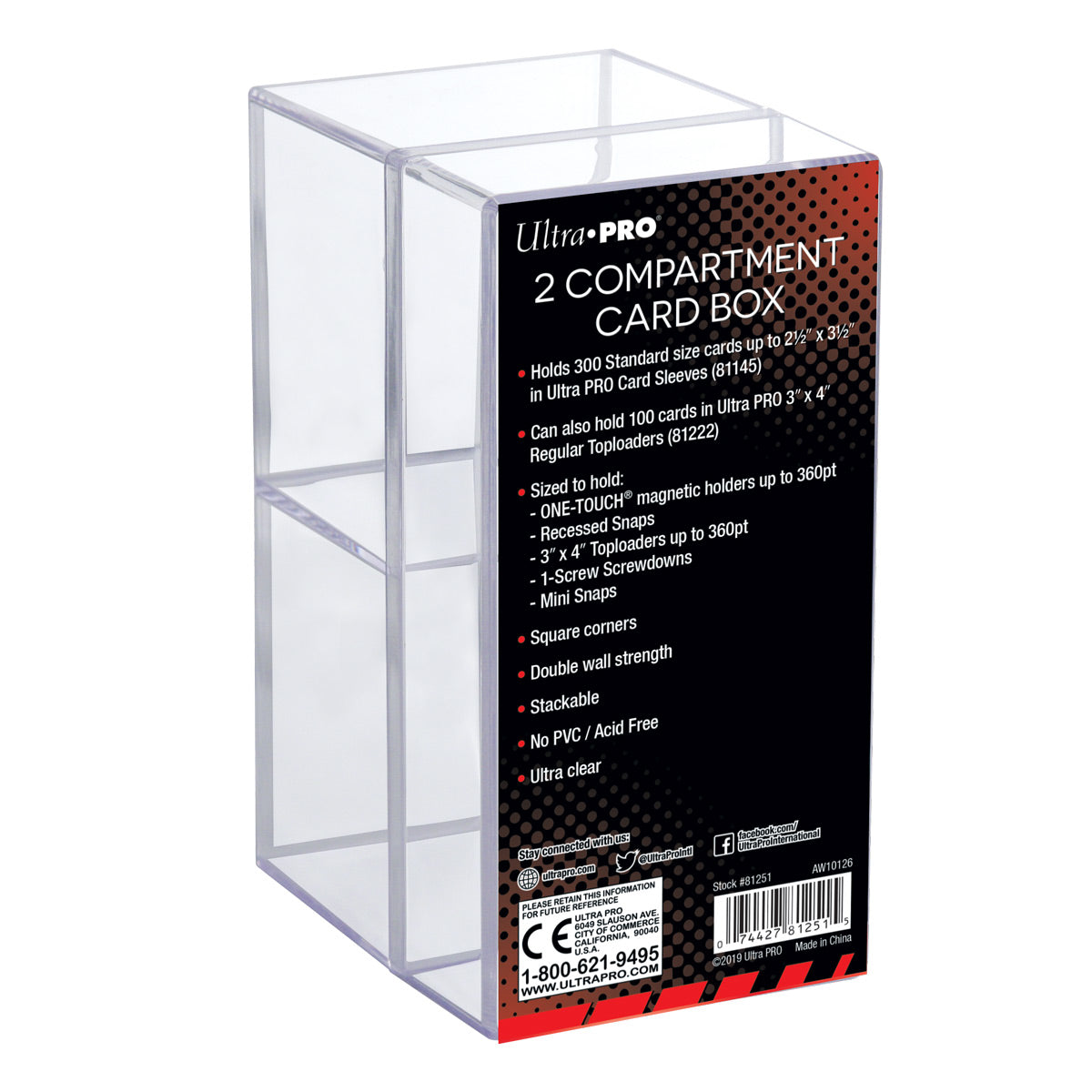 2 Compartment Clear Card Box