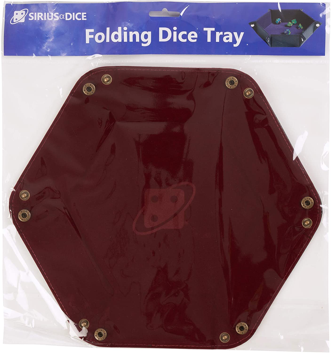 Folding Hexagon Dice Tray (Burgundy) - Board Wipe