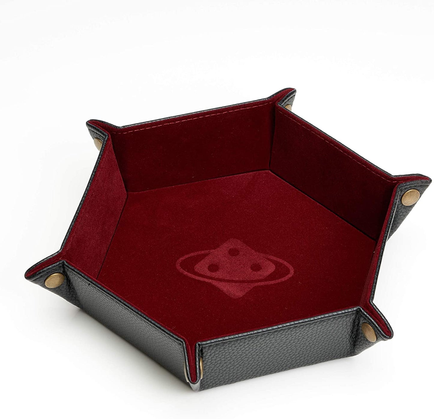 Folding Hexagon Dice Tray (Burgundy) - Board Wipe