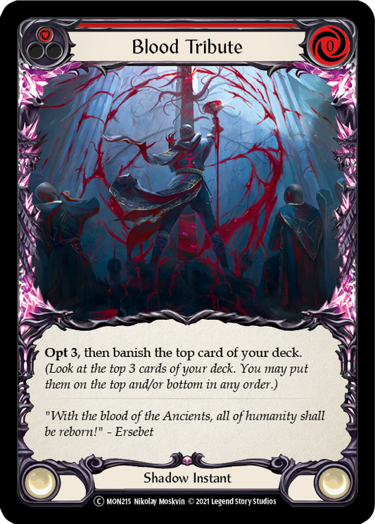 Blood Tribute (Red) (Rainbow Foil) [U-MON215-RF] Unlimited Edition Rainbow Foil
