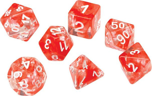 Sirius α Dice Set (7 Dice + Bonus d20) -  Transparent Red Cloud