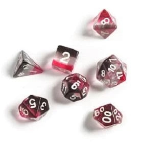 Sirius α Dice Set (7 Dice + Bonus d20) - Pink, Clear, Black Resin